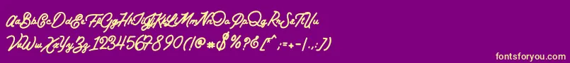 BataviaScriptClean Font – Yellow Fonts on Purple Background