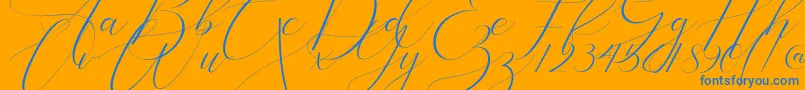 Bathey Font – Blue Fonts on Orange Background