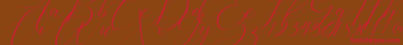 フォントBathey – 赤い文字が茶色の背景にあります。