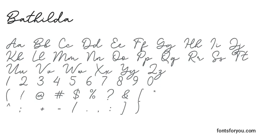 Шрифт Bathilda – алфавит, цифры, специальные символы