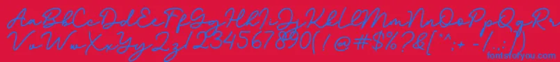 Bathilda Font – Blue Fonts on Red Background