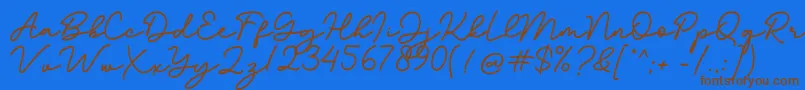 Bathilda Font – Brown Fonts on Blue Background