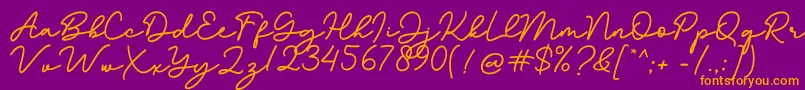 Bathilda Font – Orange Fonts on Purple Background