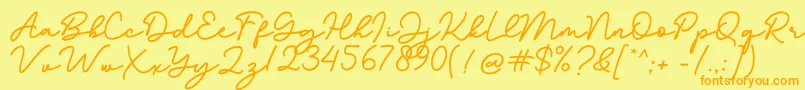 Bathilda Font – Orange Fonts on Yellow Background