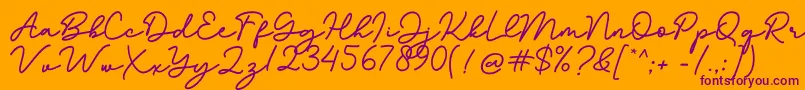 Bathilda Font – Purple Fonts on Orange Background