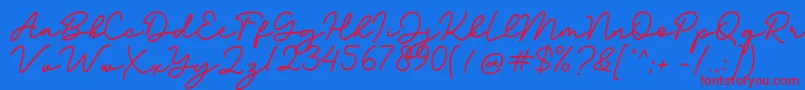 Bathilda Font – Red Fonts on Blue Background