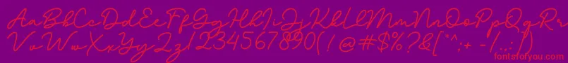 Bathilda-Schriftart – Rote Schriften auf violettem Hintergrund