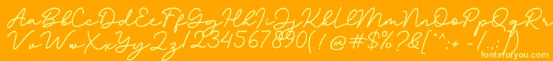 Bathilda Font – Yellow Fonts on Orange Background