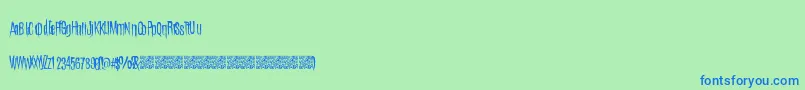 Czcionka bathinginacid – niebieskie czcionki na zielonym tle