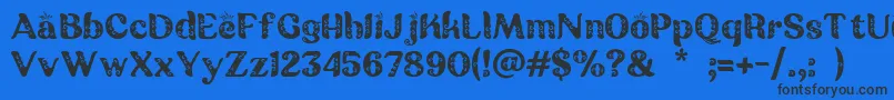 Czcionka Batik Ganasan – czarne czcionki na niebieskim tle