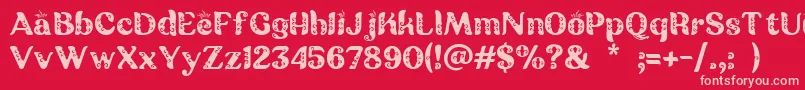 Batik Ganasan-fontti – vaaleanpunaiset fontit punaisella taustalla
