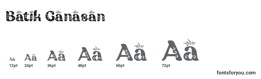 Размеры шрифта Batik Ganasan