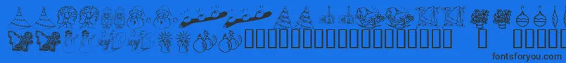 KrChristmasDings2004Two Font – Black Fonts on Blue Background