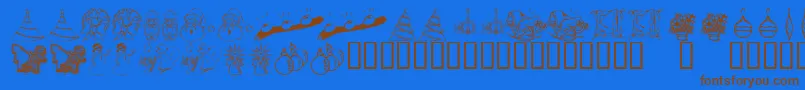 KrChristmasDings2004Two Font – Brown Fonts on Blue Background