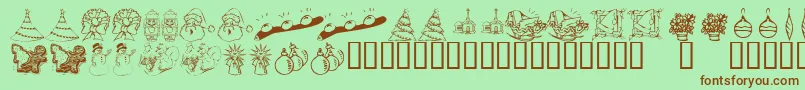 KrChristmasDings2004Two Font – Brown Fonts on Green Background