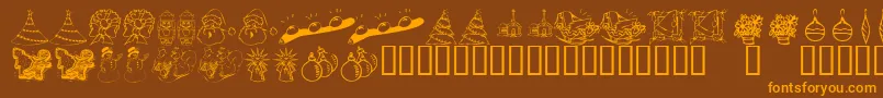 KrChristmasDings2004Two Font – Orange Fonts on Brown Background