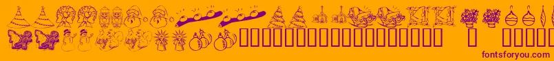 KrChristmasDings2004Two-Schriftart – Violette Schriften auf orangefarbenem Hintergrund