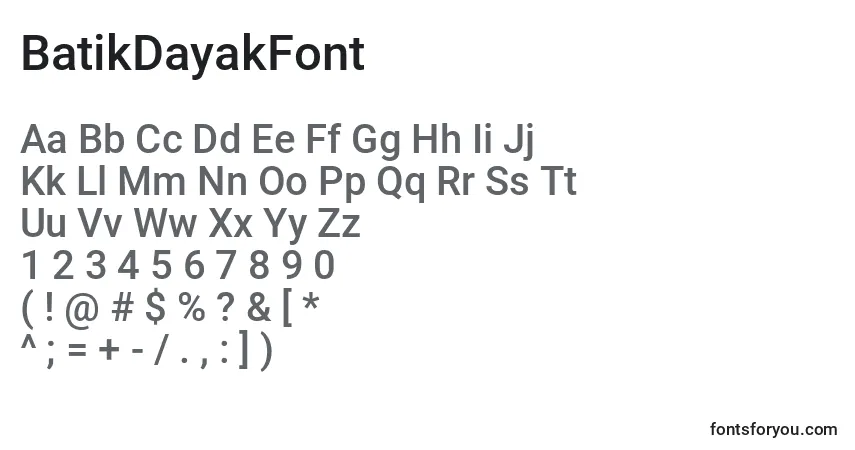 Schriftart BatikDayakFont (120810) – Alphabet, Zahlen, spezielle Symbole