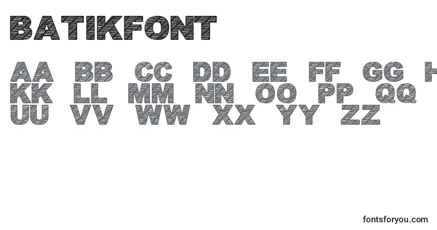 A fonte BatikFont1 (120811) – alfabeto, números, caracteres especiais