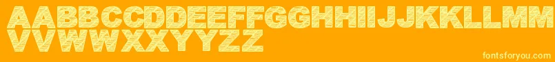 BatikFont1-Schriftart – Gelbe Schriften auf orangefarbenem Hintergrund