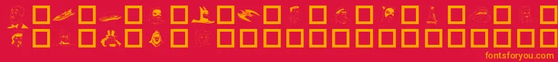BATMAN-Schriftart – Orangefarbene Schriften auf rotem Hintergrund
