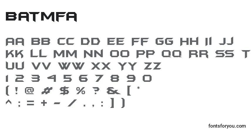 A fonte Batmfa   (120814) – alfabeto, números, caracteres especiais