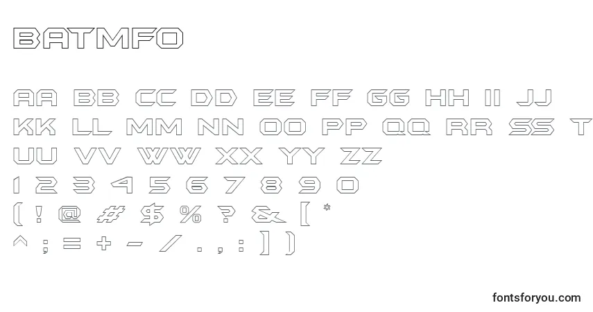 Czcionka Batmfo   (120815) – alfabet, cyfry, specjalne znaki