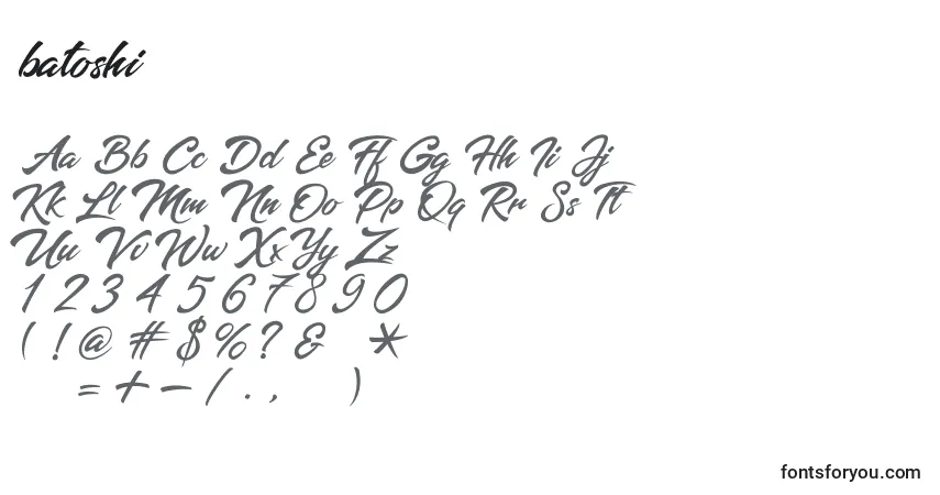 Czcionka Batoshi – alfabet, cyfry, specjalne znaki