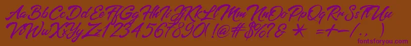 batoshi Font – Purple Fonts on Brown Background