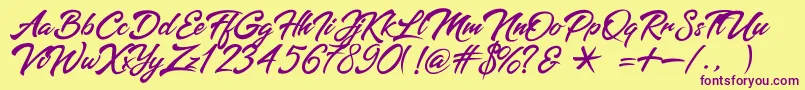 batoshi Font – Purple Fonts on Yellow Background