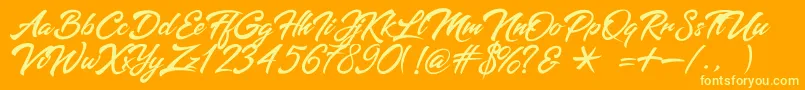 batoshi-Schriftart – Gelbe Schriften auf orangefarbenem Hintergrund