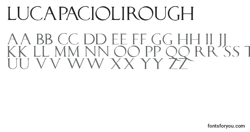 Lucapaciolirough-fontti – aakkoset, numerot, erikoismerkit