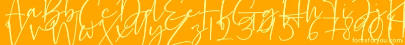 Battalion-Schriftart – Gelbe Schriften auf orangefarbenem Hintergrund