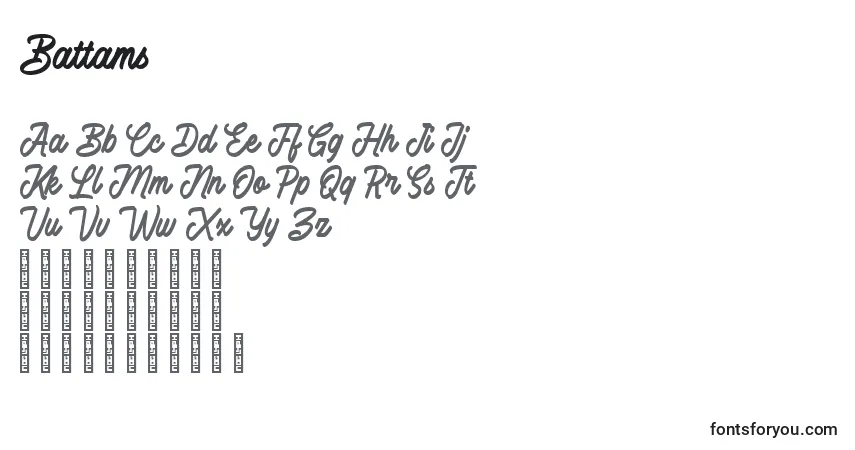 Schriftart Battams – Alphabet, Zahlen, spezielle Symbole