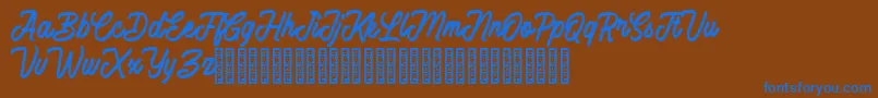 Battams Font – Blue Fonts on Brown Background