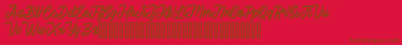 Battams-Schriftart – Braune Schriften auf rotem Hintergrund