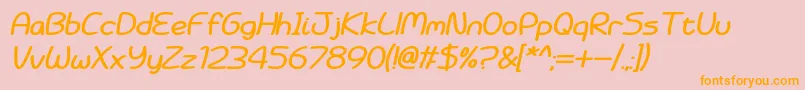 Battenberg and Custard Bold Italic-Schriftart – Orangefarbene Schriften auf rosa Hintergrund