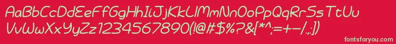 Fonte Battenberg and Custard Italic – fontes verdes em um fundo vermelho