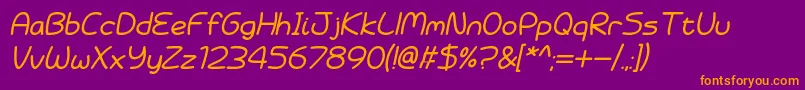 フォントBattenberg and Custard Italic – 紫色の背景にオレンジのフォント
