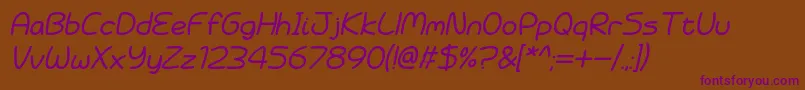 Battenberg and Custard Italic-Schriftart – Violette Schriften auf braunem Hintergrund