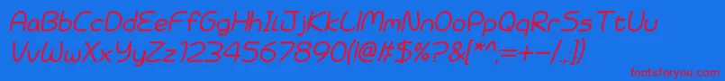 Czcionka Battenberg and Custard Italic – czerwone czcionki na niebieskim tle