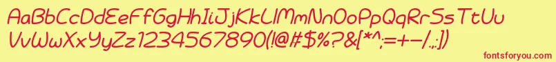 Fonte Battenberg and Custard Italic – fontes vermelhas em um fundo amarelo