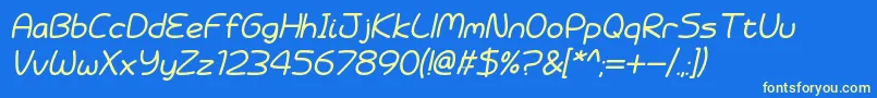 フォントBattenberg and Custard Italic – 黄色の文字、青い背景