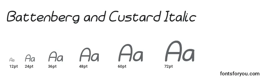 Tamanhos de fonte Battenberg and Custard Italic