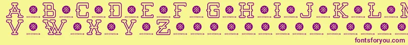 Batter Up Outline Font – Purple Fonts on Yellow Background