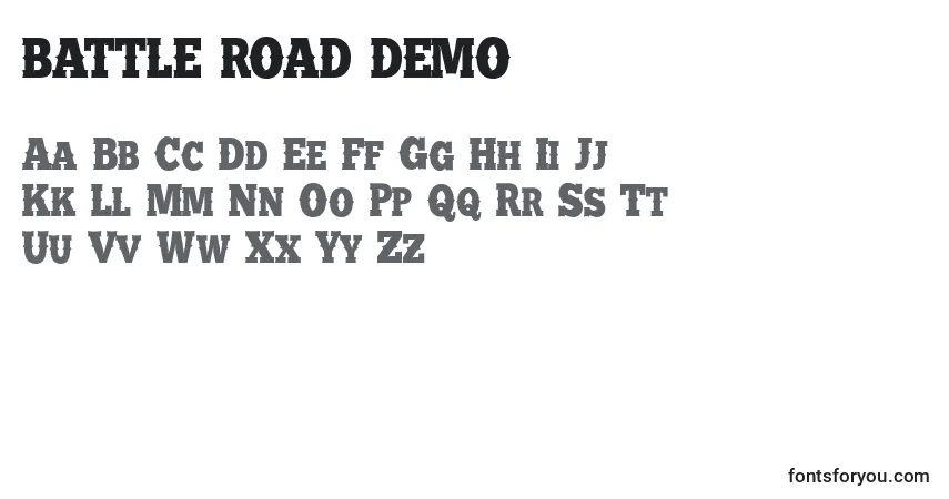 Шрифт BATTLE ROAD DEMO – алфавит, цифры, специальные символы