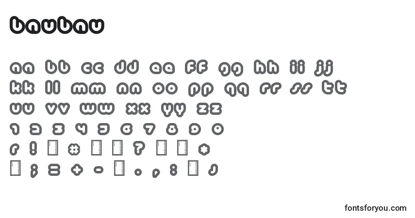 A fonte Baubau (120831) – alfabeto, números, caracteres especiais