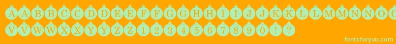 Weitere Informationen zur Bauble Monogram-Schriftart Bauble Monogram-Schriftart – Grüne Schriften auf orangefarbenem Hintergrund