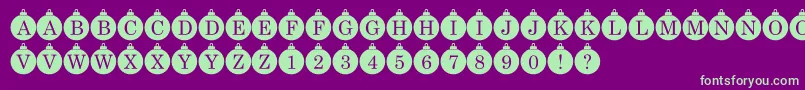 Bauble Monogram-Schriftart – Grüne Schriften auf violettem Hintergrund