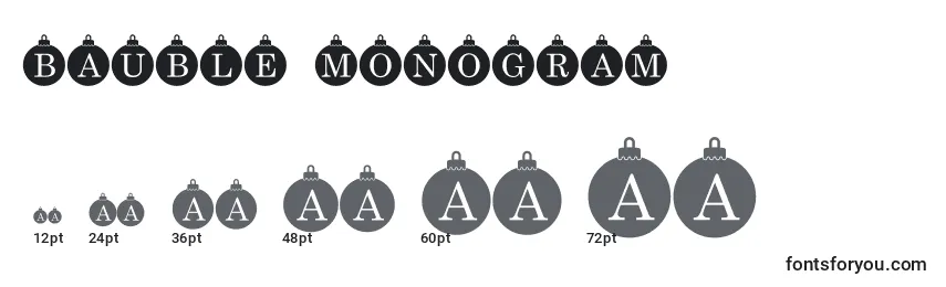 Bauble Monogram Font Sizes